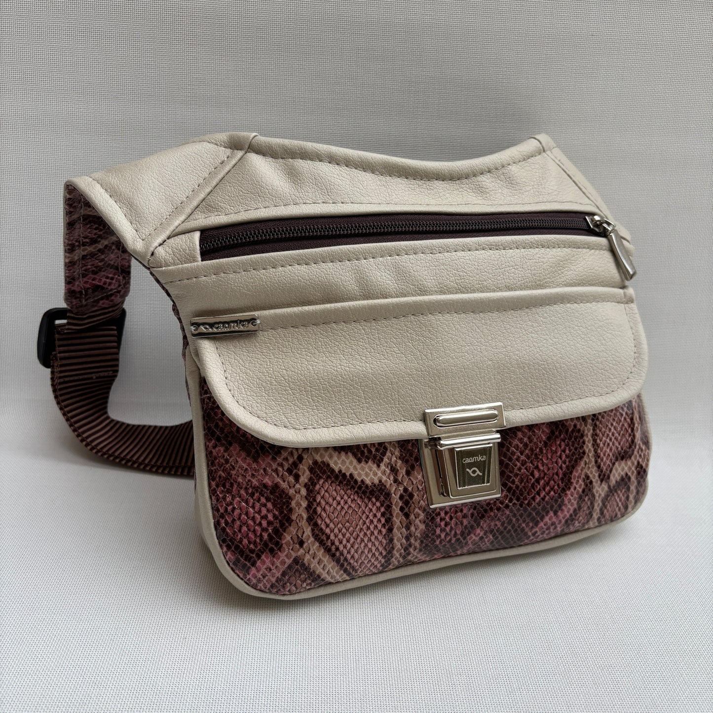Riñonera "Beige & Animal Print" + Bolsillo trasero · Polipiel · Pieza Única Núm. 18305