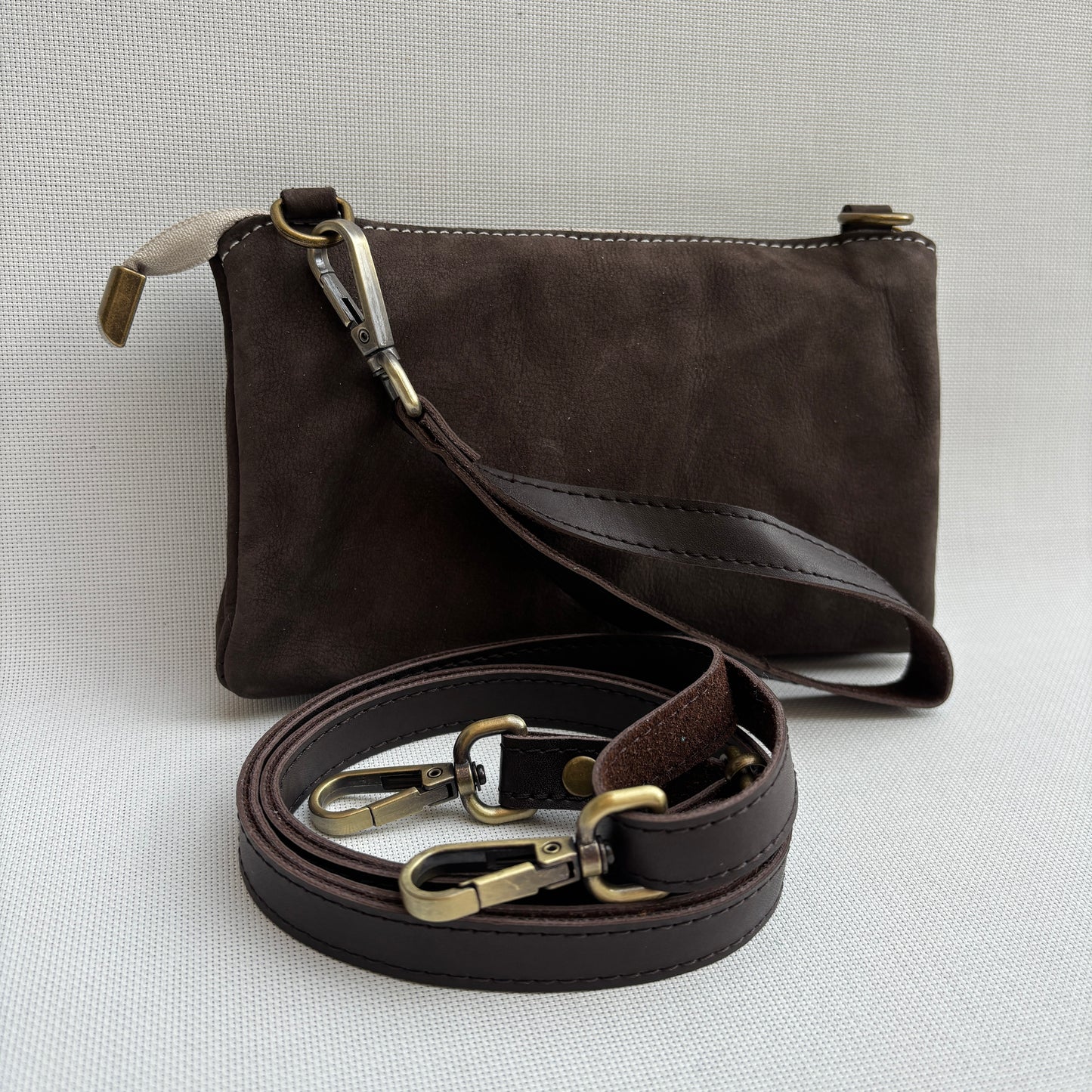 Riñonera multifunción ELEGANT NANO "Brown & Gold" · Piel · Pieza Exclusiva Núm. 18148