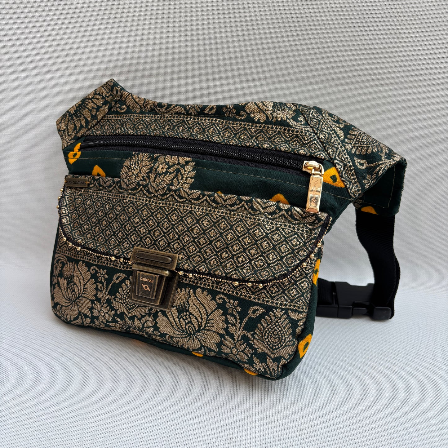 Riñonera "Elegant India Golden" + Bolsillo trasero · Pieza Única Núm. 18954