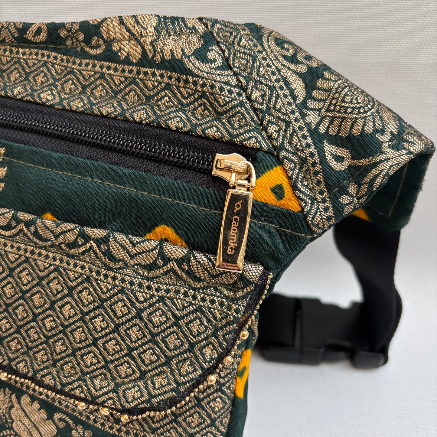 Riñonera "Elegant India Golden" + Bolsillo trasero · Pieza Única Núm. 18954