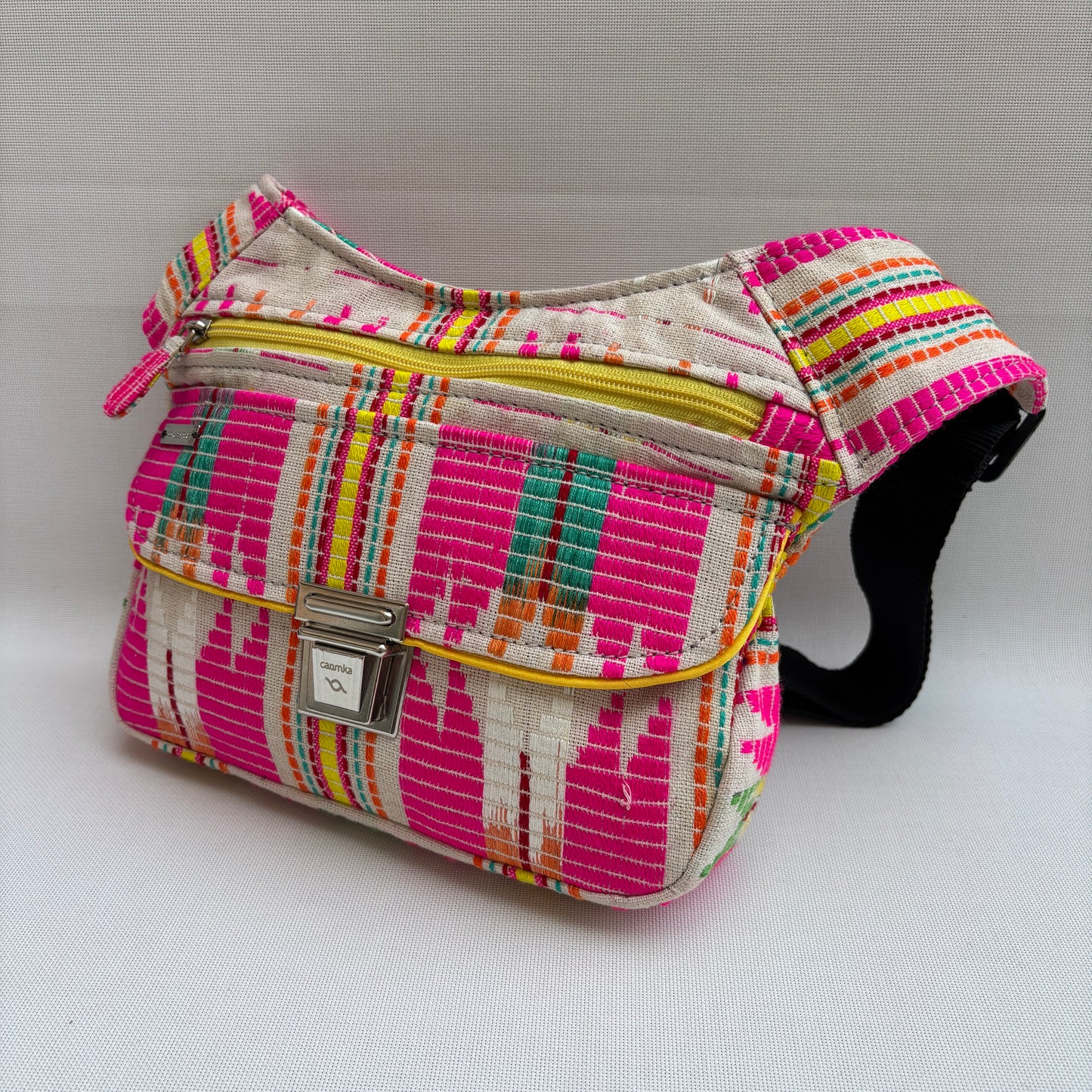 Riñonera "Pink Sunrise Tribe" + Bolsillo trasero · Pieza Única Núm. 18970