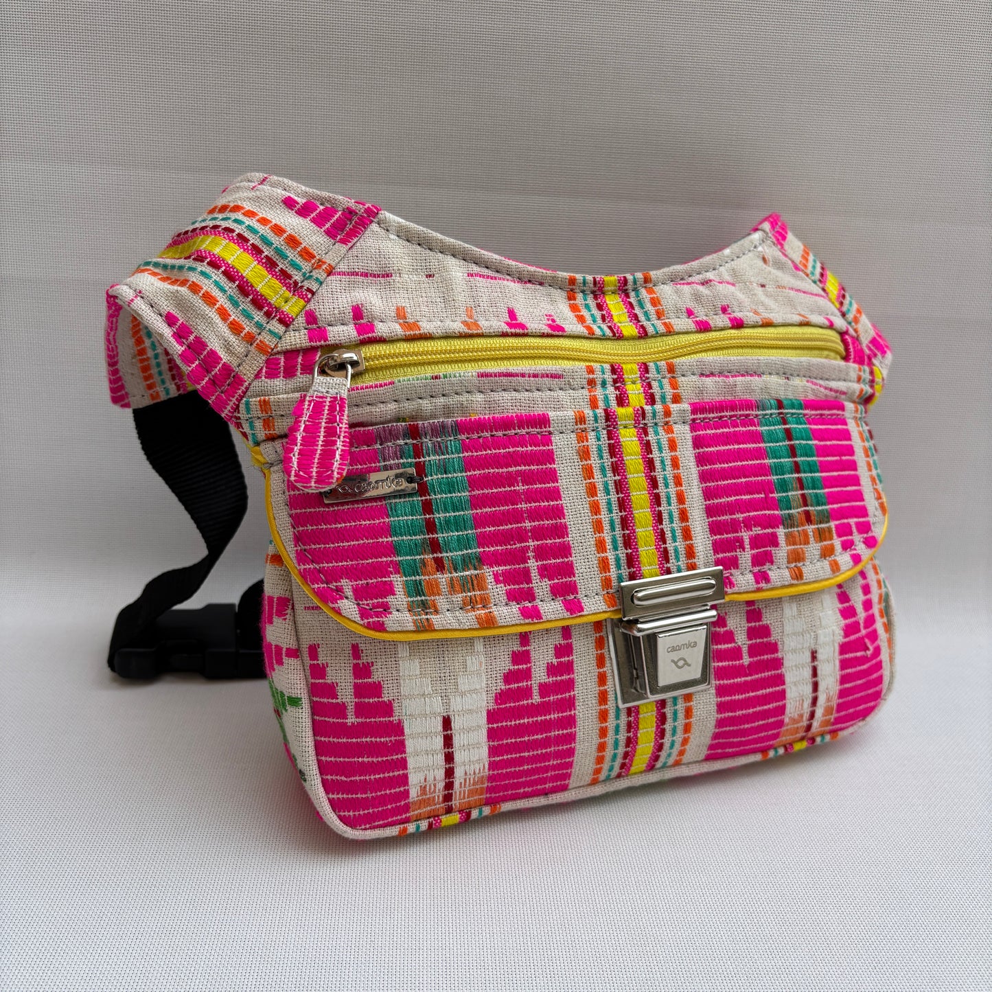 Riñonera "Pink Sunrise Tribe" + Bolsillo trasero · Pieza Única Núm. 18970
