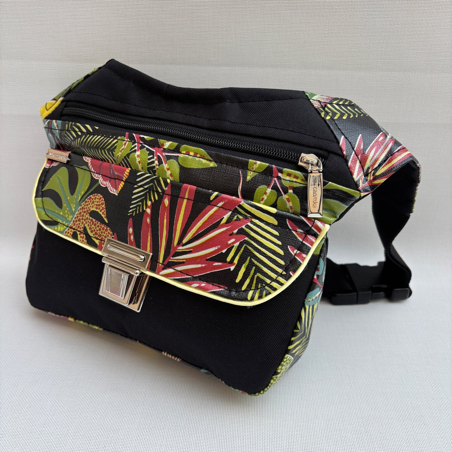 Riñonera "Special Tropical Black" + Bolsillo trasero · Impermeable · Pieza Única Núm. 18980