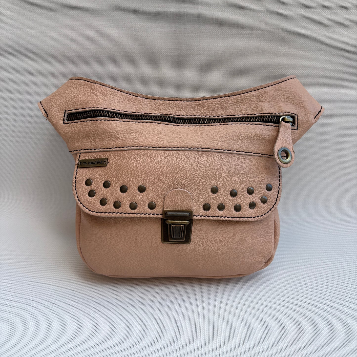 Riñonera "Mini Premium Beige & Pink" · Piel · Cuero · Pieza Exclusiva Núm. 16841