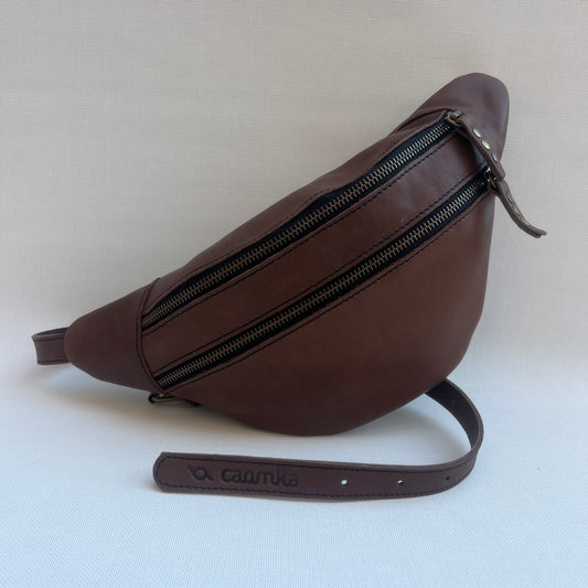 Retro Chic Brown & Old Gold · Piel natural BioCuir® · Pieza Exclusiva Núm. 14897