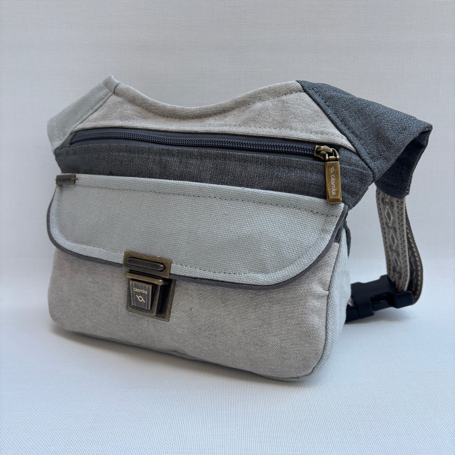 Riñonera "Elegant Gray" + Bolsillo trasero · Pieza Única Núm. 17446