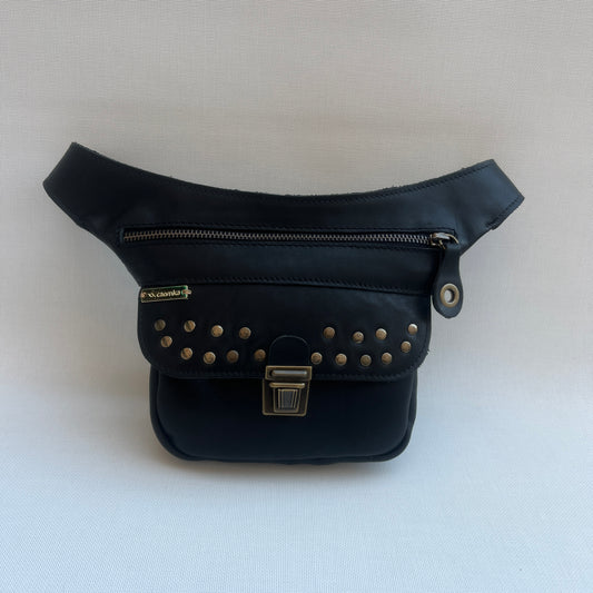 Mini Premium Black & Old Gold · Piel natural BioCuir® · Pieza Exclusiva Núm. 14883
