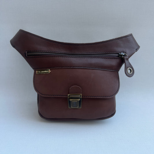 Mini Classic Brown & Old Gold · Piel natural BioCuir® · Pieza Exclusiva Núm. 14887
