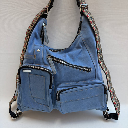 Mochila Caomka modelo Pocket "Sky Denim Bloom" · Pieza Única núm. 18989