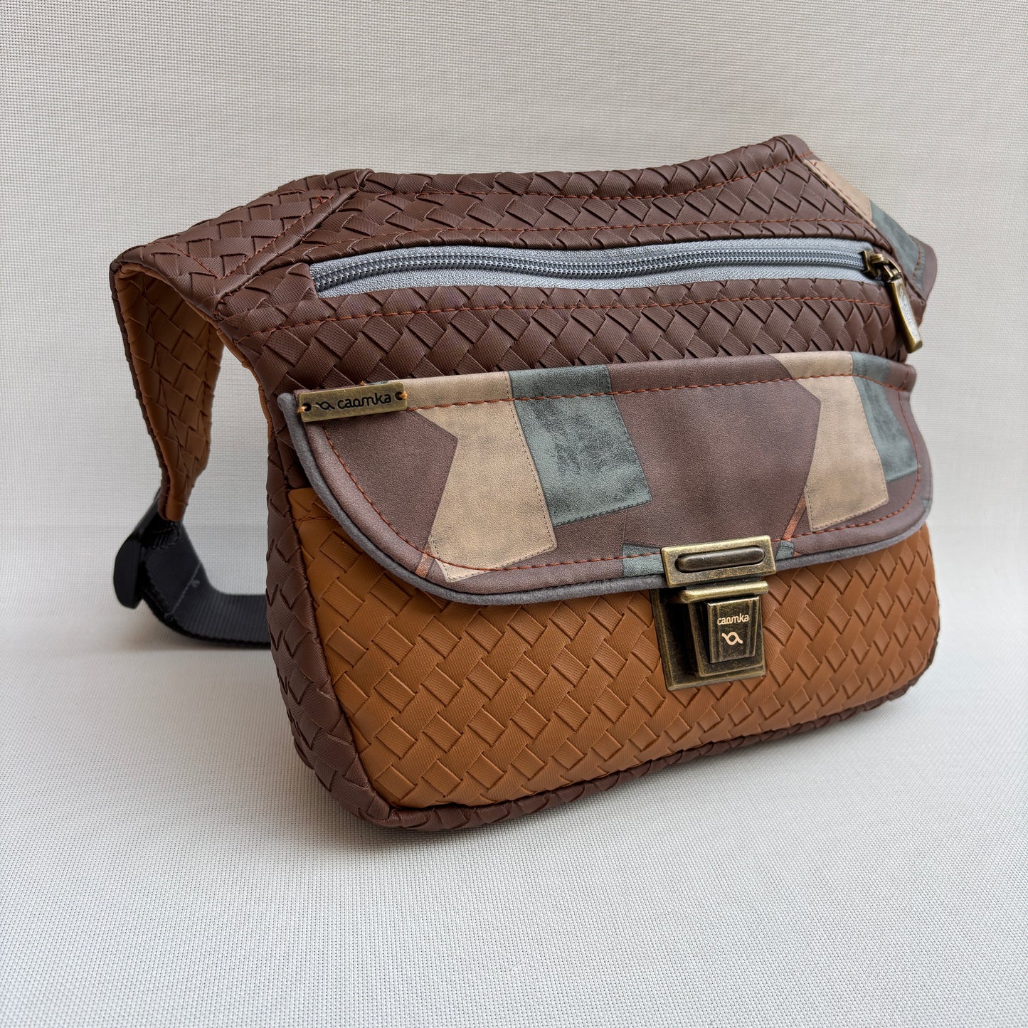 Riñonera "Special GeoWeave Terracotta" + Bolsillo trasero · Polipiel · Pieza Única Núm. 18232