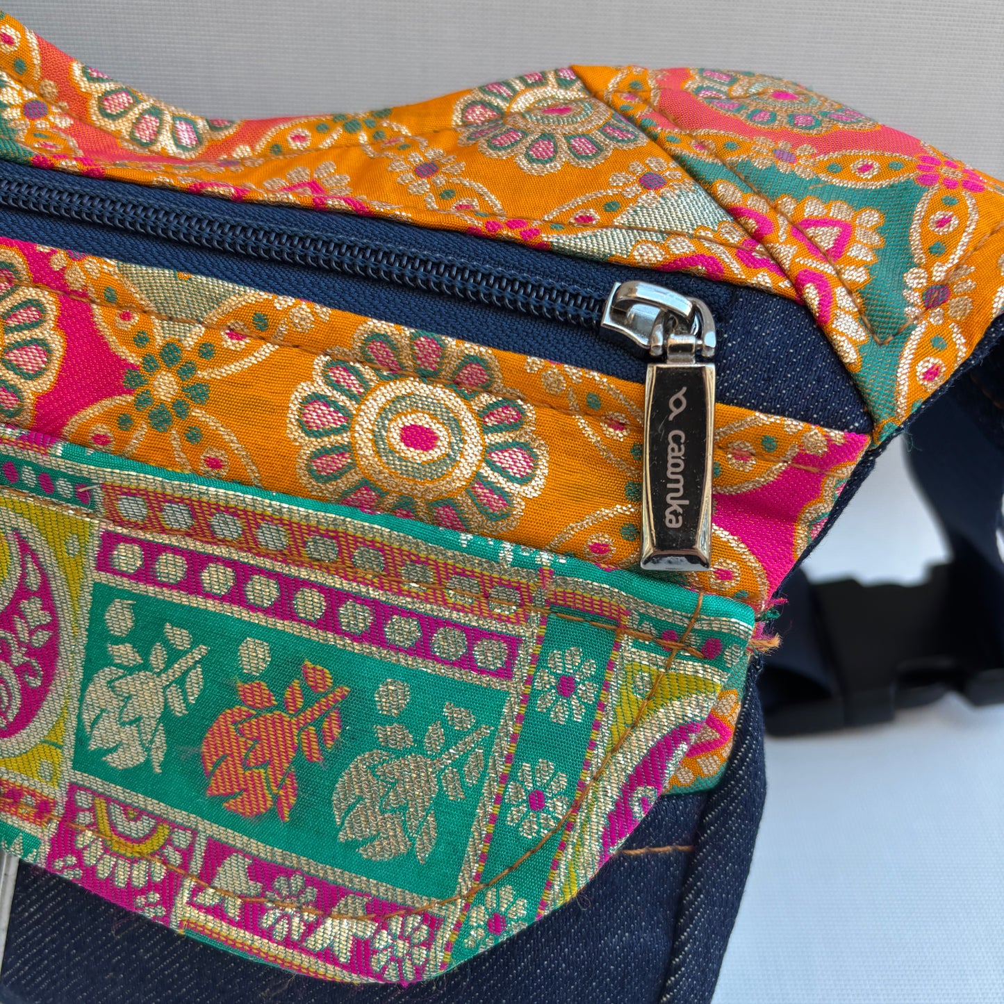 Riñonera "Jeans Denim Golden India" + Bolsillo trasero · Pieza Única Núm. 19017