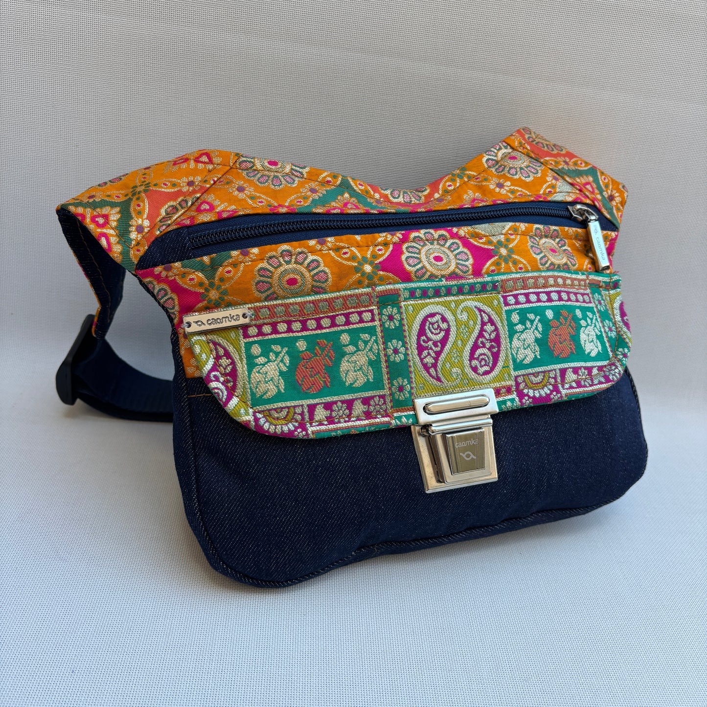 Riñonera "Jeans Denim Golden India" + Bolsillo trasero · Pieza Única Núm. 19017