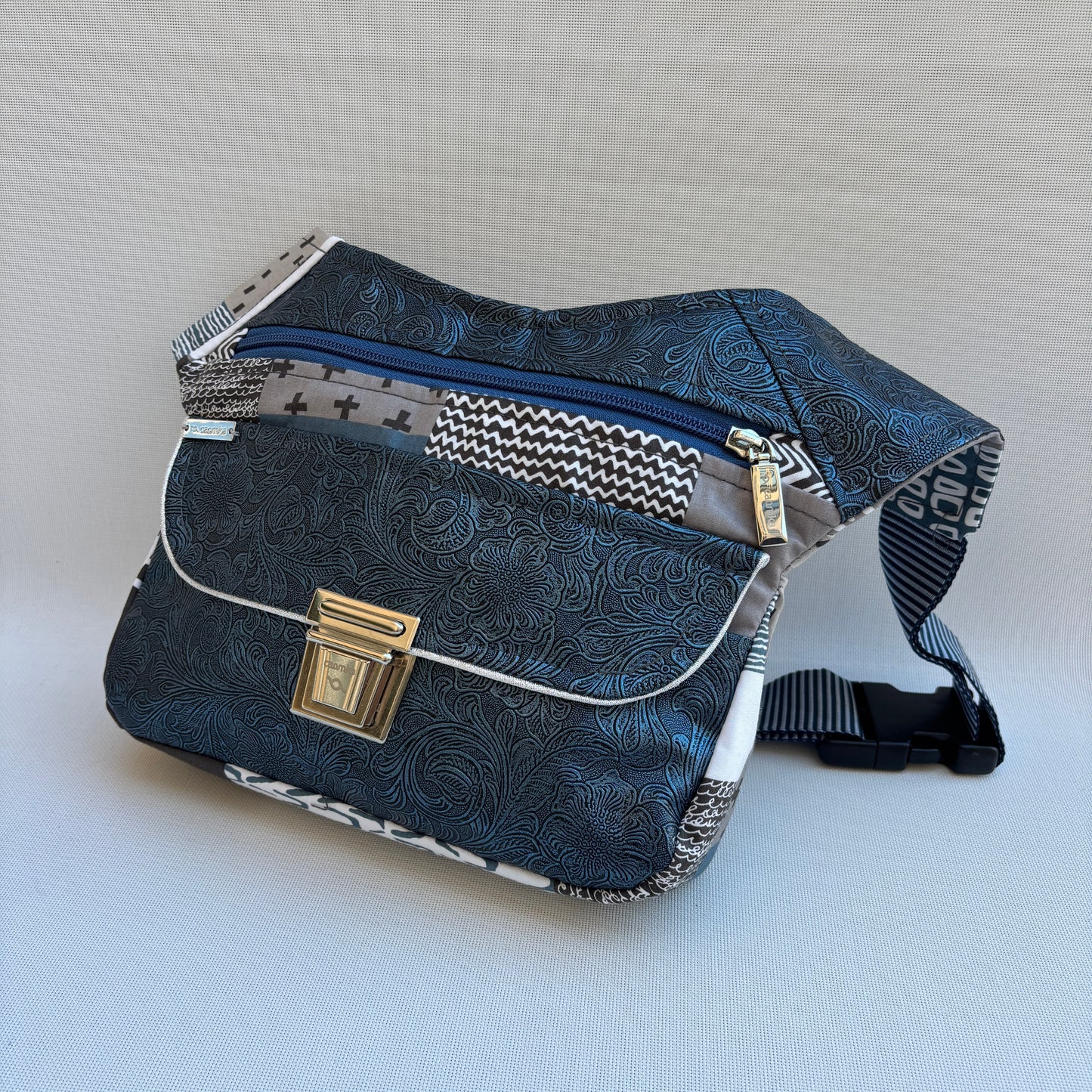 Riñonera "Elegant Patchwork" + Bolsillo trasero · Pieza Única Núm. 19082