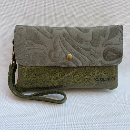 Riñonera multifunción ELEGANT NANO "Green Art Noveau" · Piel - Cuero · Pieza Exclusiva Núm. 16911