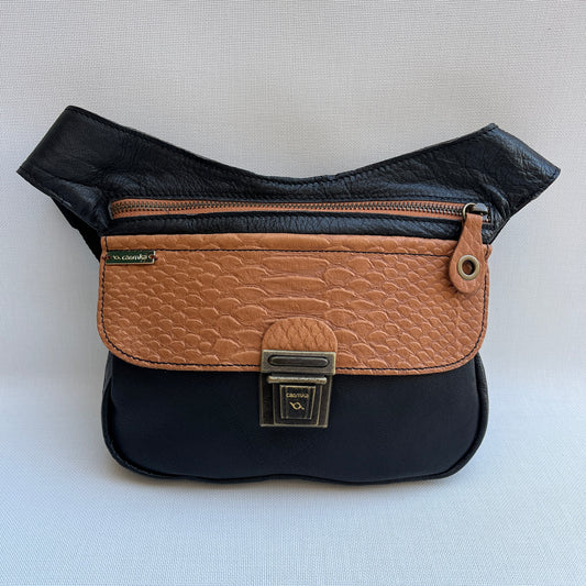 Special Brown Constrast &amp; Old Gold BioCuir® natural leather Unique Piece No. 13362