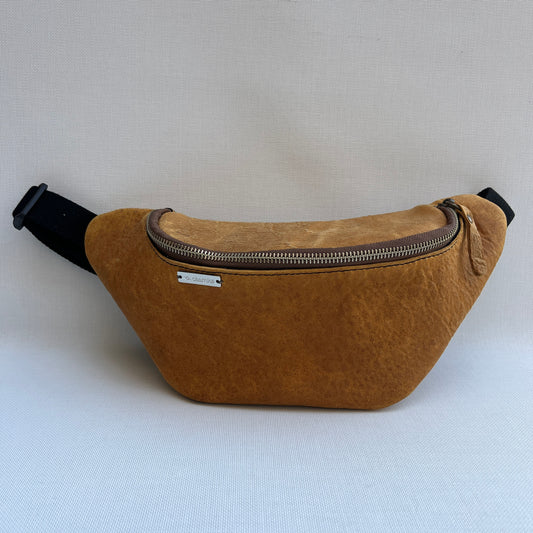 Riñonera Vintage BASIC Unisex · Camel · Piel natural BioCuir® · Pieza Única 14211