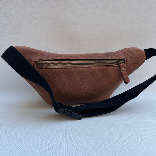 Riñonera Vintage BASIC Unisex · Color Barro · Piel natural BioCuir® · Pieza Única 14216