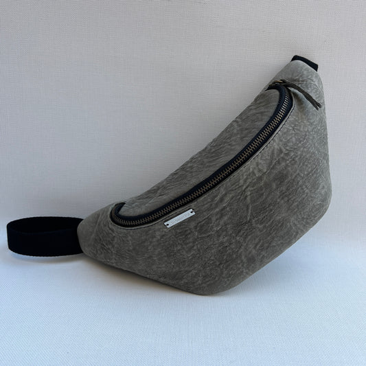 Riñonera Vintage BASIC Unisex · Gris · Piel natural BioCuir® · Pieza Única 14214