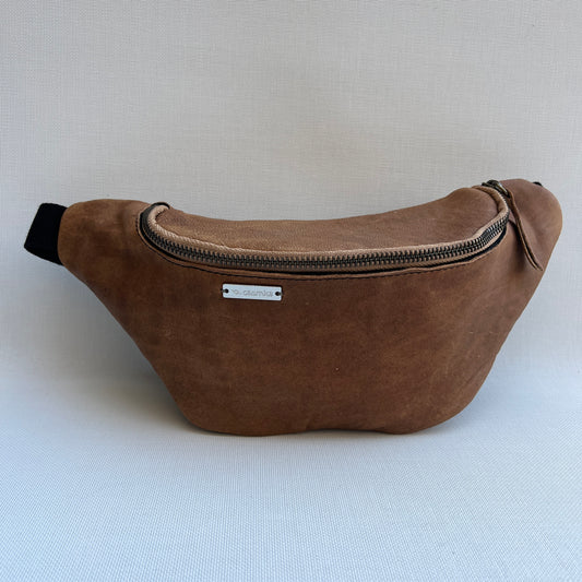 Riñonera Vintage BASIC Unisex · Color Marrón · Piel natural BioCuir® · Pieza Única 14217