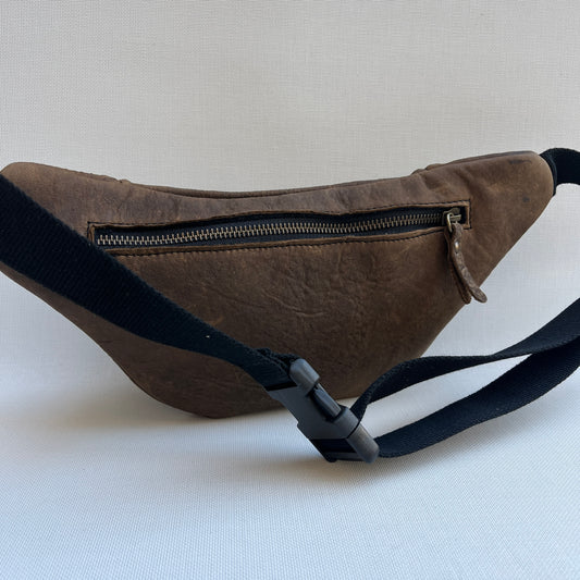 Riñonera Vintage BASIC Unisex · Marrón Oscuro · Piel natural BioCuir® · Pieza Única 14215