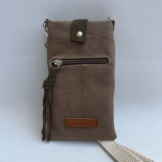Porta Móvil · Diseño Natura · Tejido natural Cáñamo · Verde Kaki - Tierra