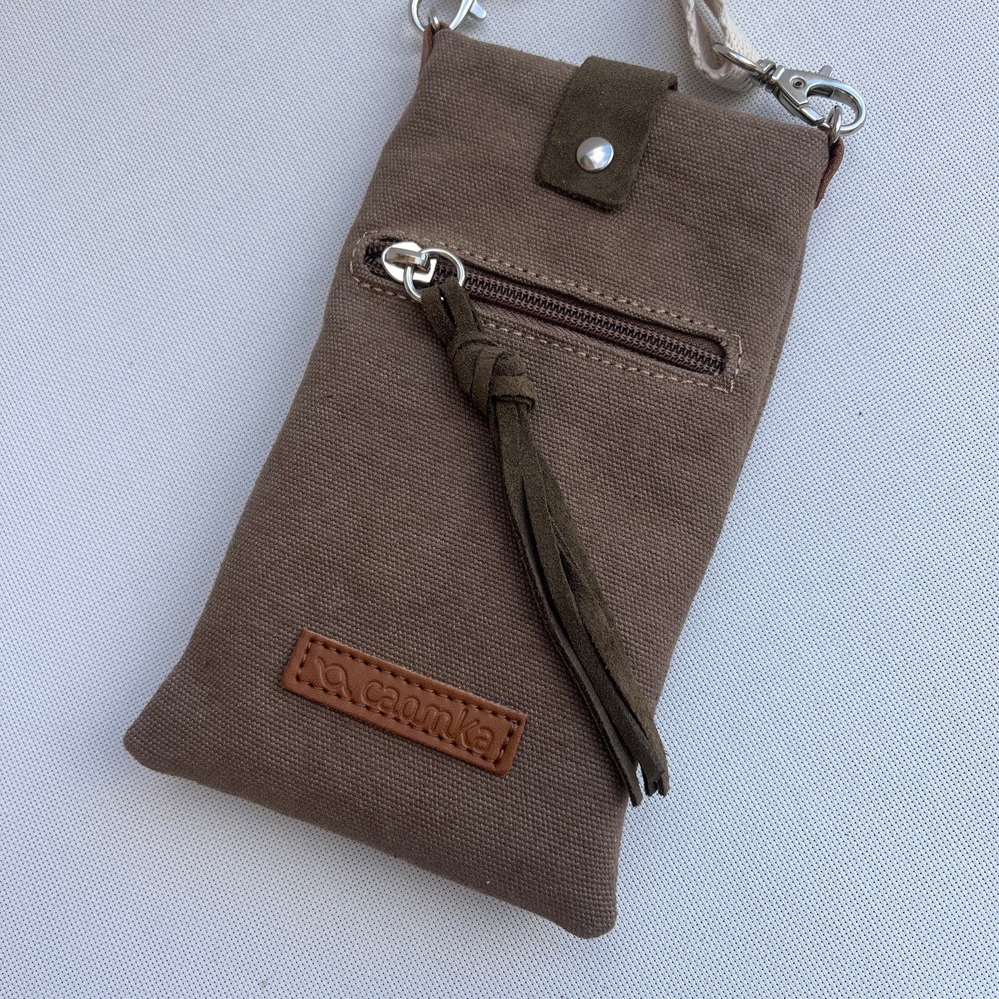 (-50%) Porta Móvil · Diseño Natura · Tejido natural Cáñamo · Verde Kaki - Tierra