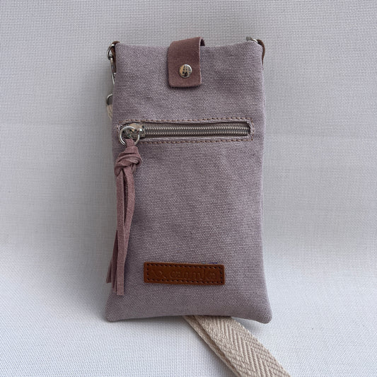 Porta Móvil · Diseño Natura · Tejido natural Cáñamo · Rosa Nude