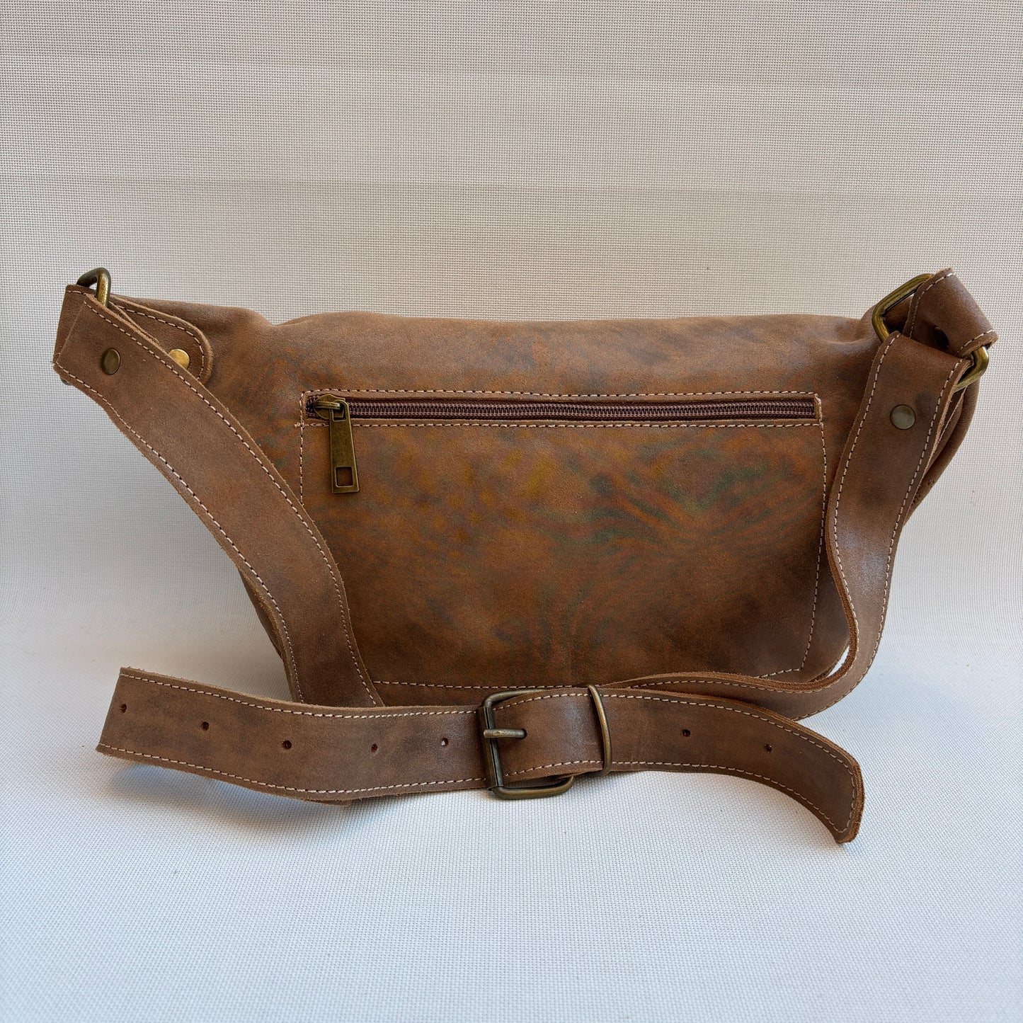 Riñonera "Elegant Retro Chic Brown Top" · Piel / Cuero · Pieza Única Núm. 18251