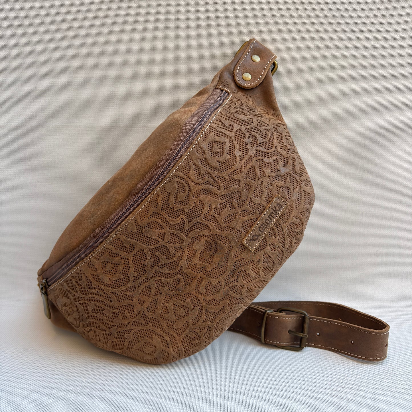 Riñonera "Elegant Retro Chic Brown Top" · Piel / Cuero · Pieza Única Núm. 18251