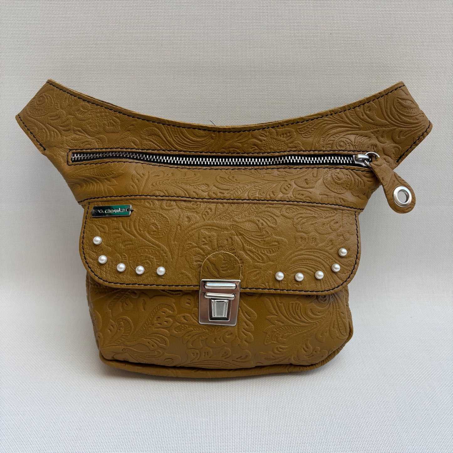 Riñonera Mini "Premium Camel Pearls" · Piel · Pieza Única Núm. 17961