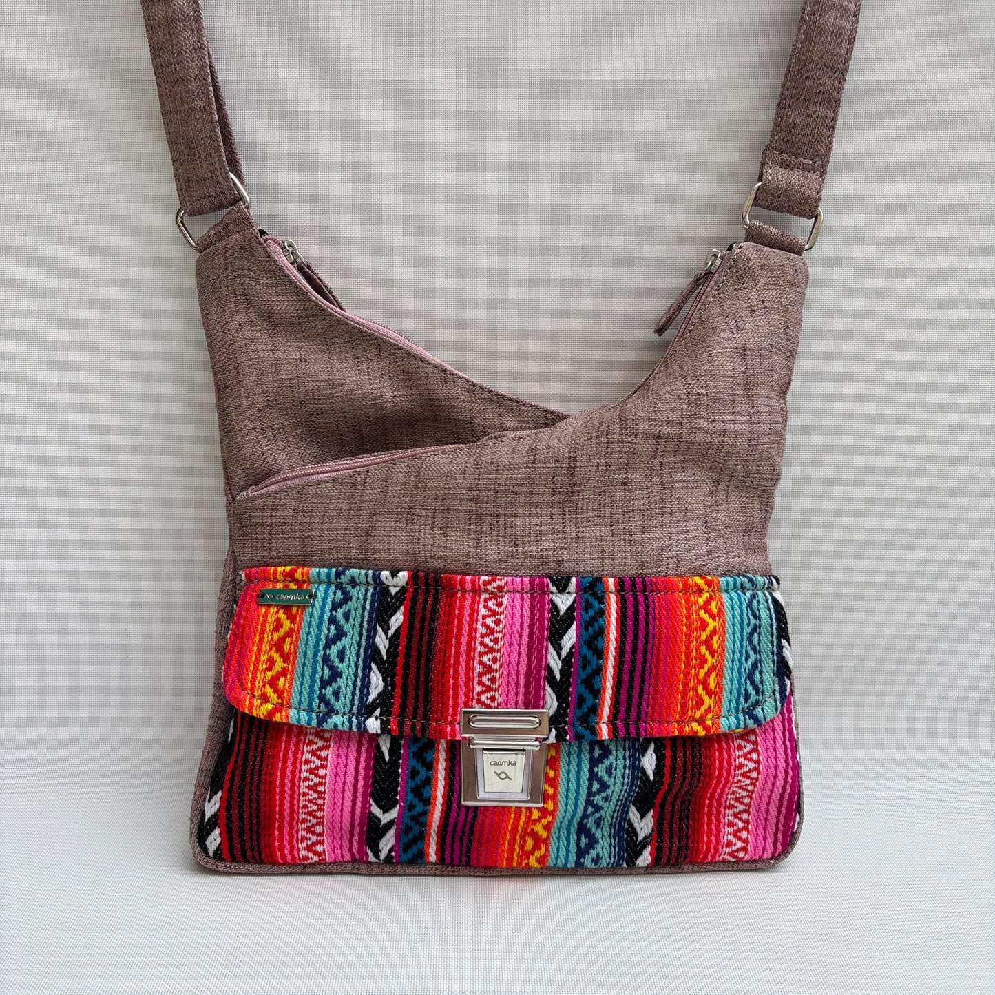Bolso Bandolera Súper Caomka "Rosa Tribal Glow" · Pieza Única Núm. 19053
