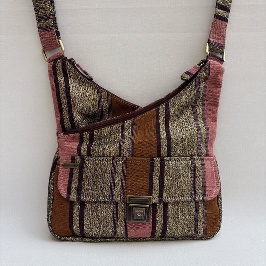 Bolso Bandolera Súper Caomka "Vintage Earth Stripes" · Pieza Única Núm. 19056
