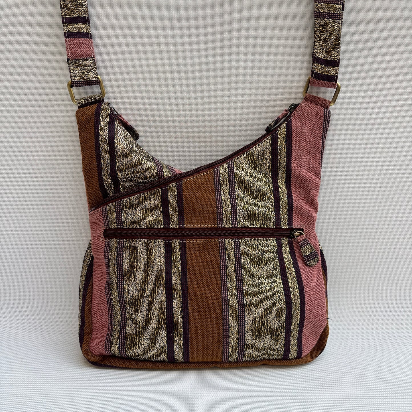 Bolso Bandolera Súper Caomka "Vintage Earth Stripes" · Pieza Única Núm. 19056