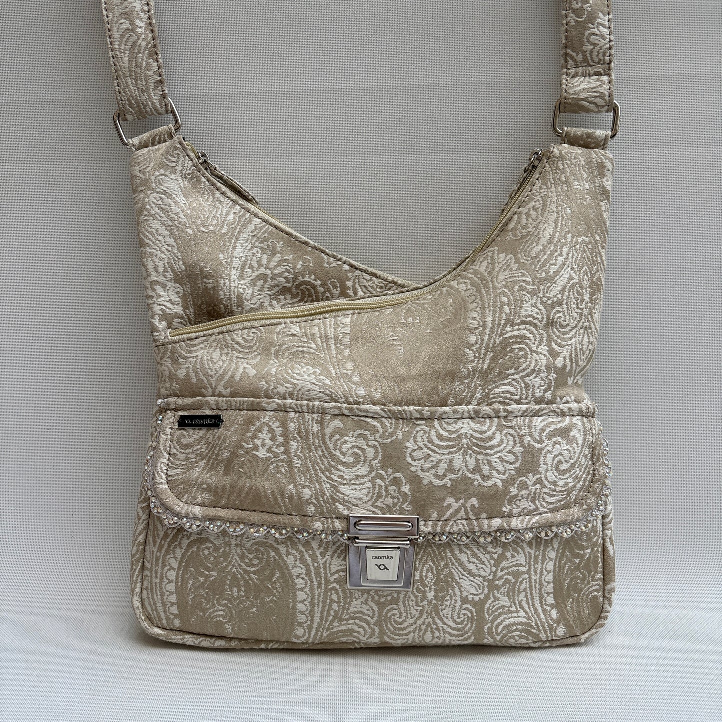 Bolso Bandolera Súper Caomka "Golden Paisley Shine" · Pieza Única Núm. 19062