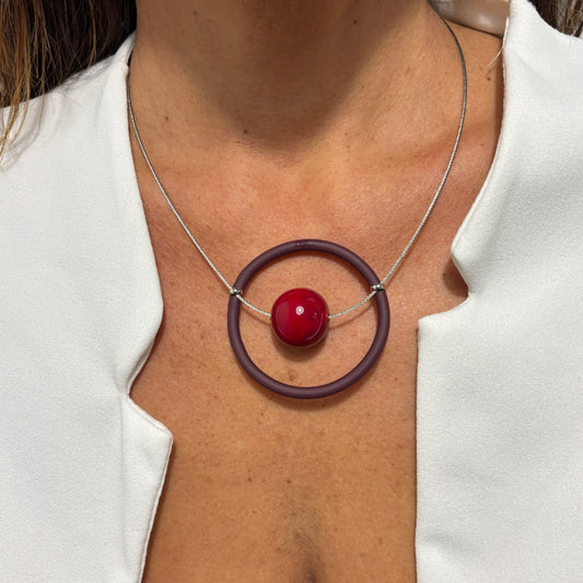 Conjunto con perla de vidrio de Murano GIOCO · Jolly Venezia × Caomka · Color: Granate Veneciano