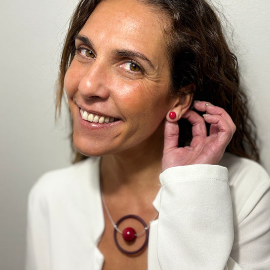 Conjunto con perla de vidrio de Murano GIOCO · Jolly Venezia × Caomka · Color: Granate Veneciano