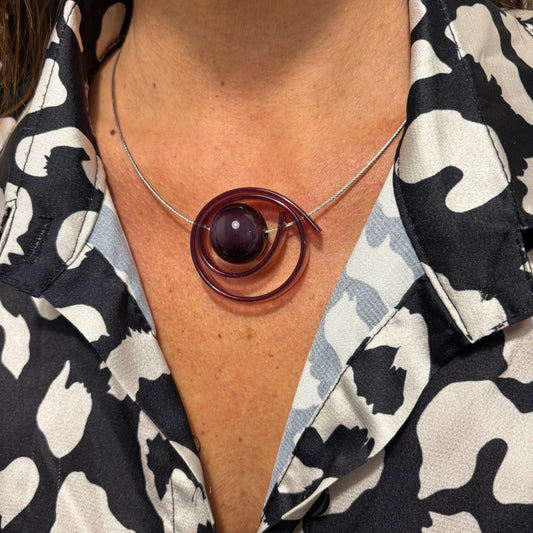 Conjunto con perla de vidrio de Murano SPIRA · Jolly Venezia × Caomka · Color: Granate Veneciano