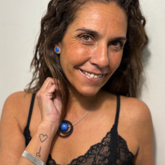 Conjunto con perla de vidrio de Murano SPIRA · Jolly Venezia × Caomka · Color: Azul Laguna