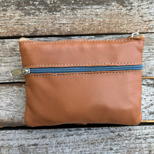 CAOMKA Premium Flat Coin Purse Natural BioCuir® Leather Exclusive Piece No. 13183
