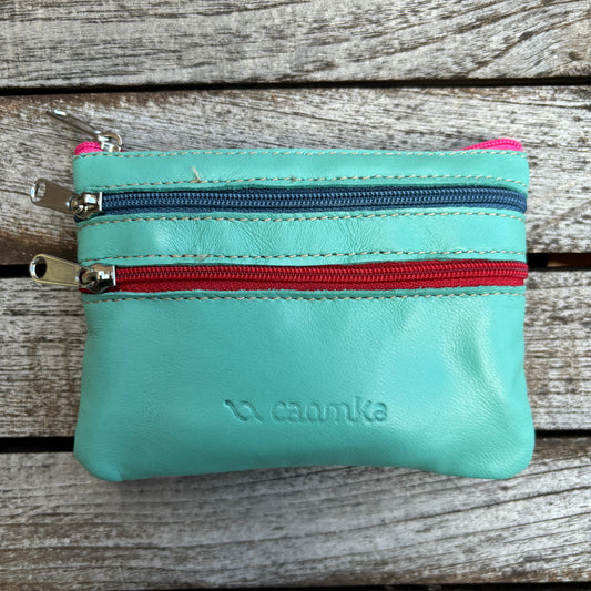 CAOMKA Premium Flat Coin Purse Natural BioCuir® Leather Exclusive Piece No. 13183