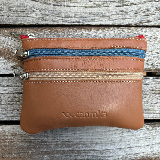 CAOMKA Premium Flat Coin Purse Natural BioCuir® Leather Exclusive Piece No. 13183