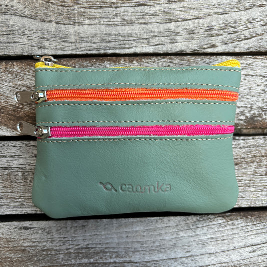 CAOMKA Premium Flat Coin Purse Natural BioCuir® Leather Exclusive Piece No. 13183