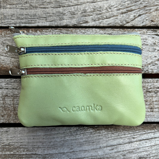 CAOMKA Premium Flat Coin Purse Natural BioCuir® Leather Exclusive Piece No. 13183