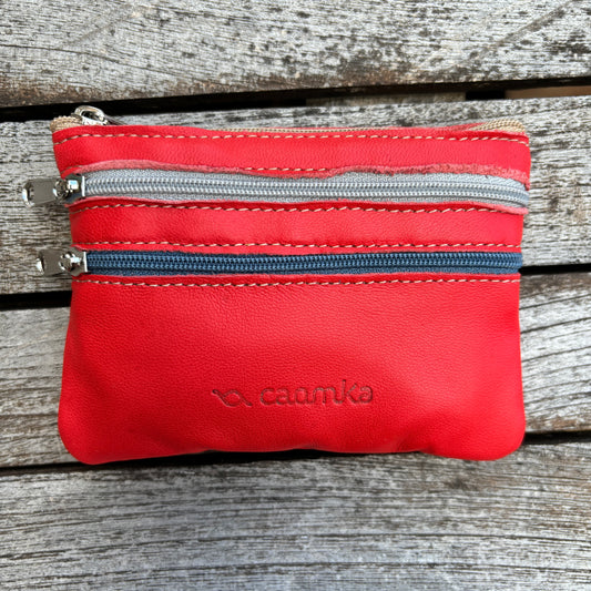 CAOMKA Premium Flat Coin Purse Natural BioCuir® Leather Exclusive Piece No. 13183