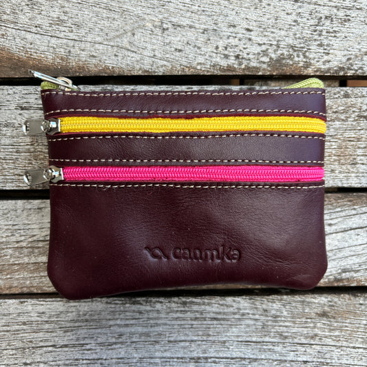 CAOMKA Premium Flat Coin Purse Natural BioCuir® Leather Exclusive Piece No. 13183