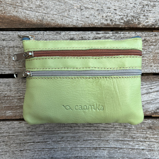 CAOMKA Premium Flat Coin Purse Natural BioCuir® Leather Exclusive Piece No. 13183