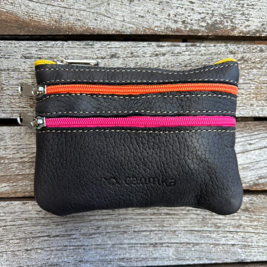 CAOMKA Premium Flat Coin Purse Natural BioCuir® Leather Exclusive Piece No. 13183
