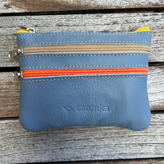CAOMKA Premium Flat Coin Purse Natural BioCuir® Leather Exclusive Piece No. 13183
