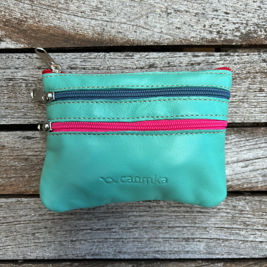 CAOMKA Premium Flat Coin Purse Natural BioCuir® Leather Exclusive Piece No. 13183