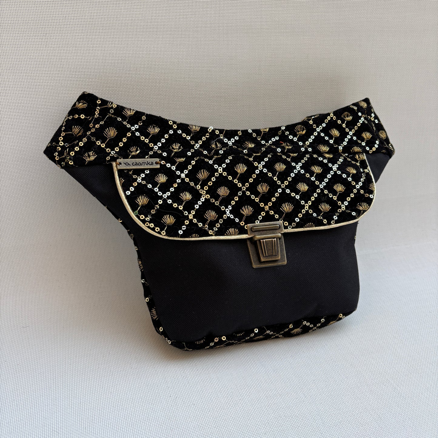 Riñonera Mini "Elegant Luxury India Golden Top" + Bolsillo trasero extra · Pieza Única Núm. 18350